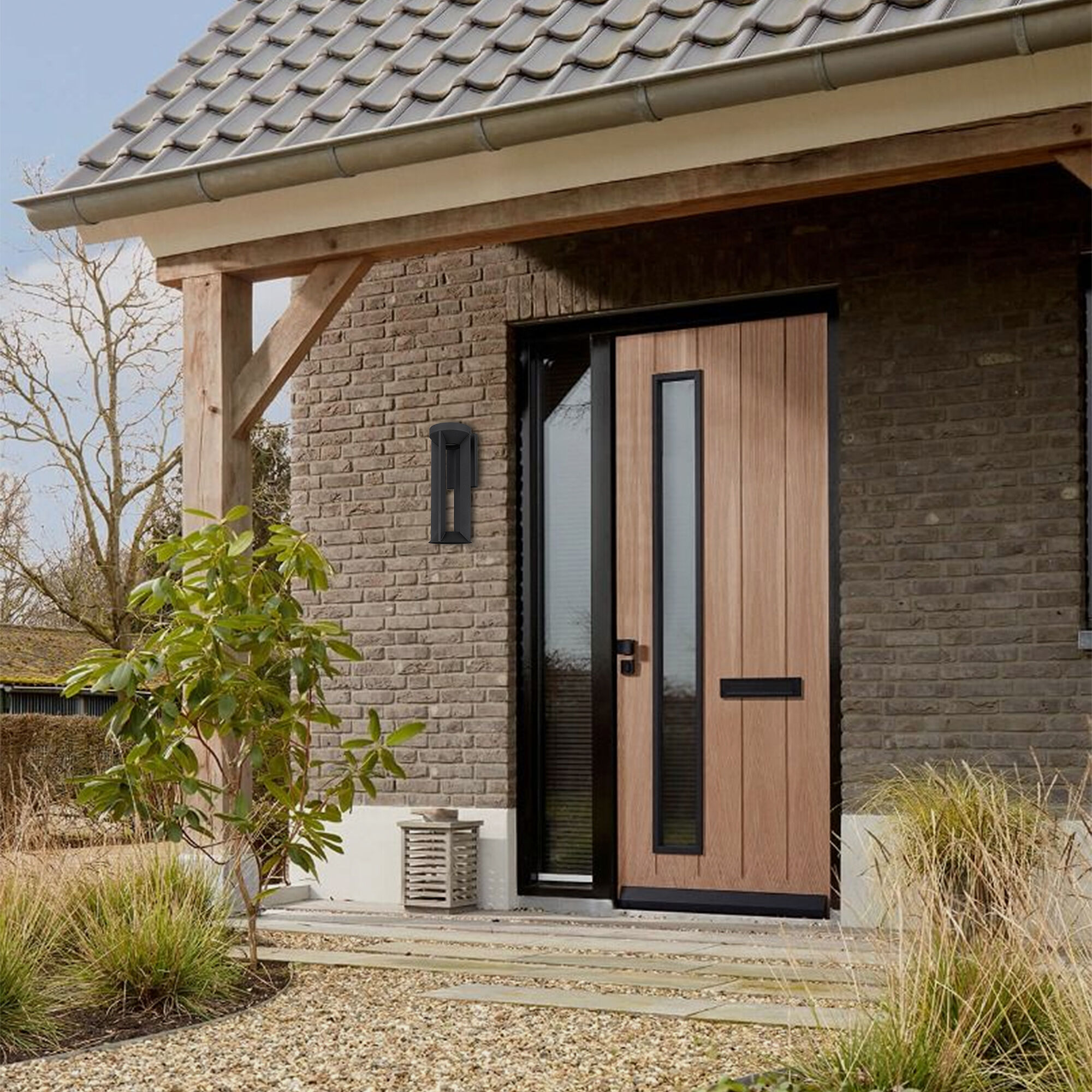 Aura LED 16 inch Sand Black Outdoor Wall Sconce